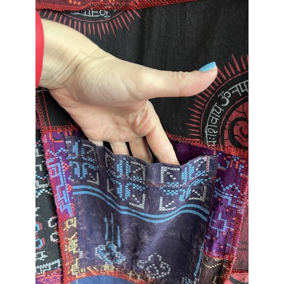 KARMA NEPAL CRAFTS Purple Patchwork Cotton Boho Maxi Kimono Duster - Picture 5 of 16